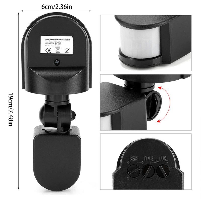 Haosie PIR Sensor Switch, 110V-240V Infrared Body Motion PIR Sensor,