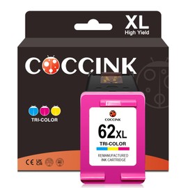 COCCINK 62XL (1 Color) Remanufactured Printer Cartridges Replacement for HP 62 XL for Printer Envy 5540 5541 5545 5640 5642 5660 7640 7645 OfficeJet 200 250 252 5470 5740 5745 5746 8040 8045