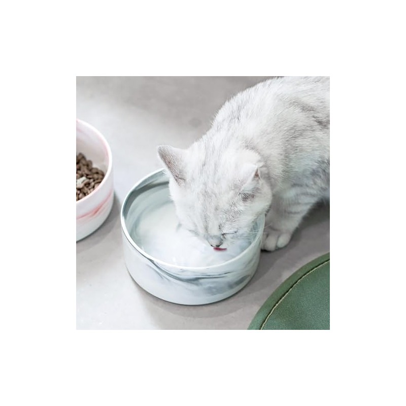 Plato para Perro y Gato de Cerámica Marmolizada con Base