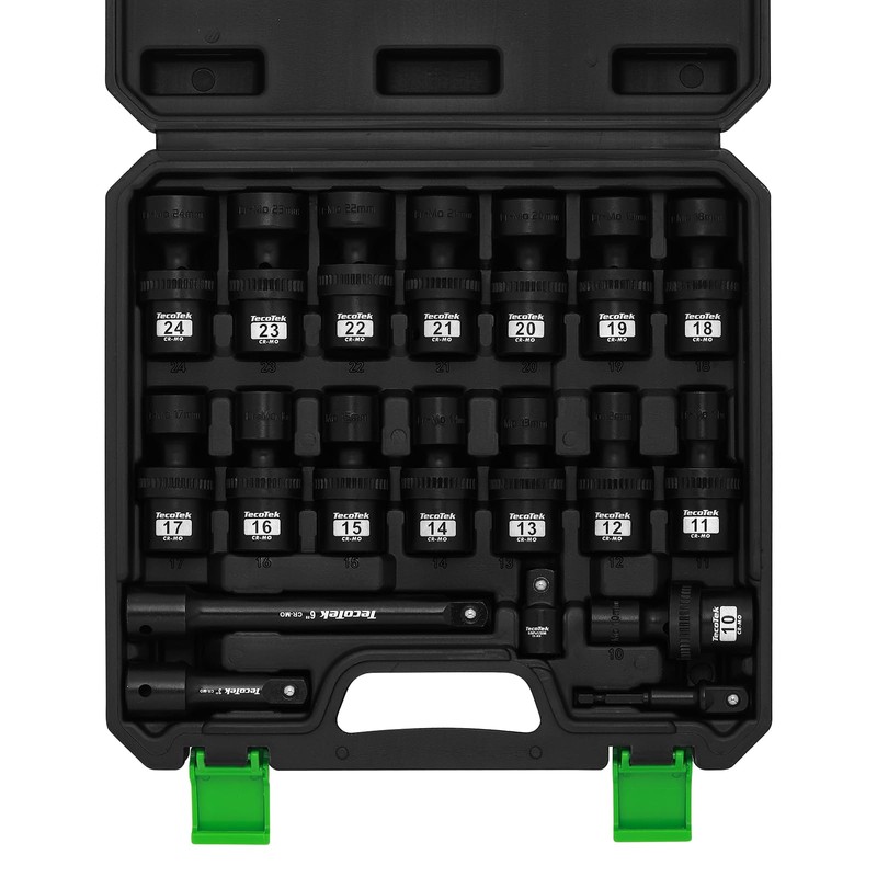 TecoTek 19 PCS 1/2" Drive Shallow Universal Impact Socket Set,