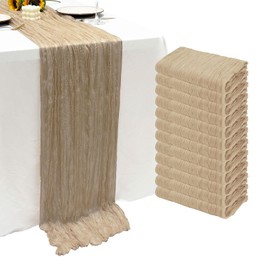Seveups 12Pack Beige Table Runner 10Ft Cheesecloth Table Runner Boho Gauze Table Runners Long Cheese Cloth Table Runners for Wedding Party Bridal Shower Thanksgiving Christmas