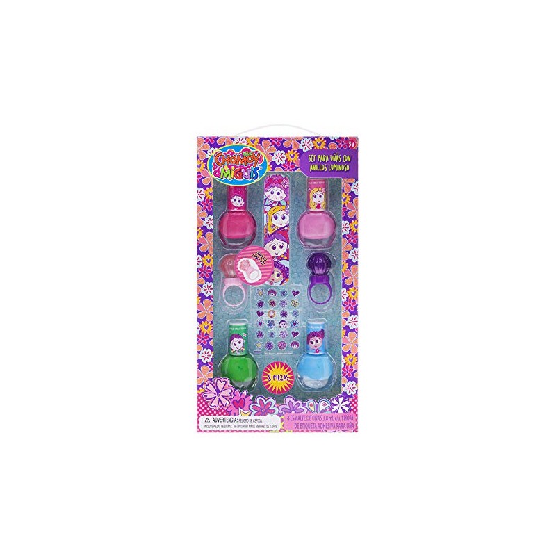 Townley Set para Uñas con Anillos Luminosos, Distroller Chamoy Amiguis