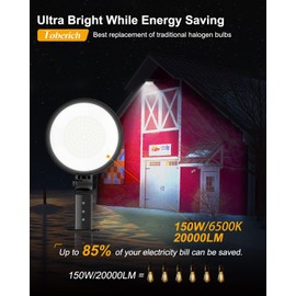 toberich LED Barn Light 4 Packs, 150W 20000LM Yard Area Lights Dusk to Dawn Outdoor Lighting with Photocell 6500K Adjustable Angle Daylight IP66 Waterproof Street Lights for Farmhouse/Garage