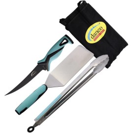 Danco Dango Pro Series 4pc Grilling Kit Flex Fillet Spatula Tongs Apron Rubber Handles