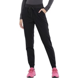 Cherokee Euphoria Women Scrubs Pant Mid Rise Jogger CK260AT, L Tall, Black