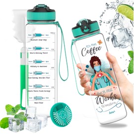 Åvix. Tritan Water Bottle 1 Litre for Nurses - BPA-Free, with Fruit Filter and Cleaning Brush Included, Nurse Accessories, Nurse Gifts