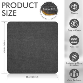 Recliner Pads for Hardwood Floors, Non Slip Recliner Grippers, Furniture Pads Floor Mats for Carpet, Anti Slide Office Chair Mat for Floor Protector, 35"x35" (1 Pack (1 Pack-Grey