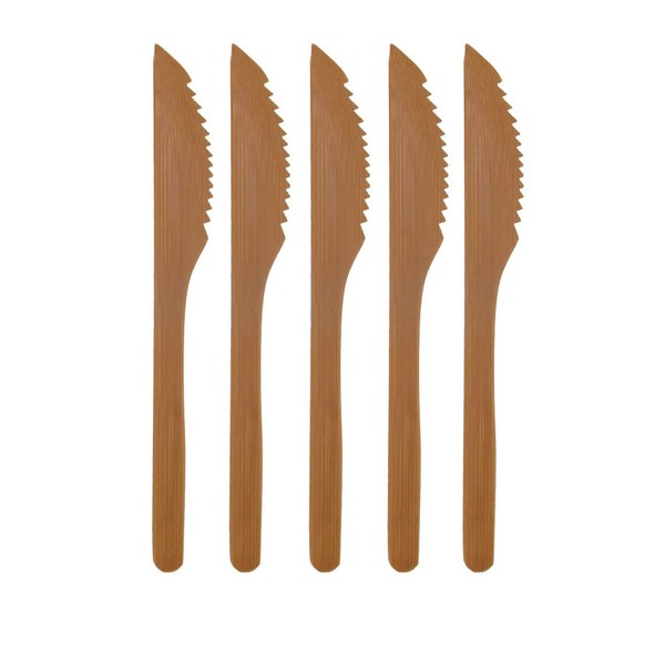 BambooMN Solid Bamboo Dinner Knife 8" - All Natural Reusable Dinnerware - 10 pcs