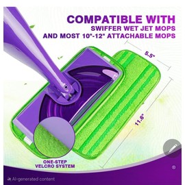 Microfibre Mop Pads Compatible with Flash Powermop, 4 Pack Reusable Machine Washable Floor Mop Pad Refills, Mop Head Replacements for Wet Dry Floor Cleaning Hardwood Laminate Floor