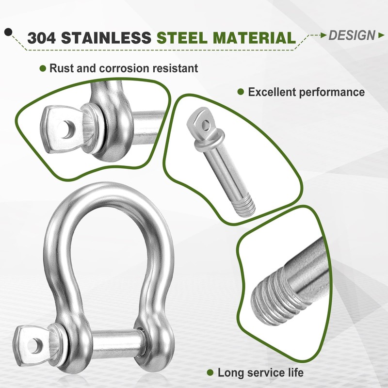100 Pcs 1/4 Inch D Ring Shackle Rugged 3.8 Ton(8377
