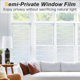 Haton Window Privacy Film, Frosted Glass Privacy Window Clings, Sun Blocking Frosting Opaque Coverings, Static Cling Removable Decorative Stickers for Home Door, Non-Adhesive 17.5" x 78.7"
