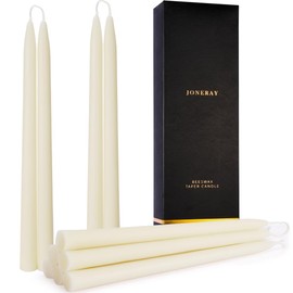 JONERAY 12-inch Ivory Beeswax Taper Candles - 9 Hour Long Burn Time, Pure Natural Non-Toxic Beeswax Candles, 10 Pack