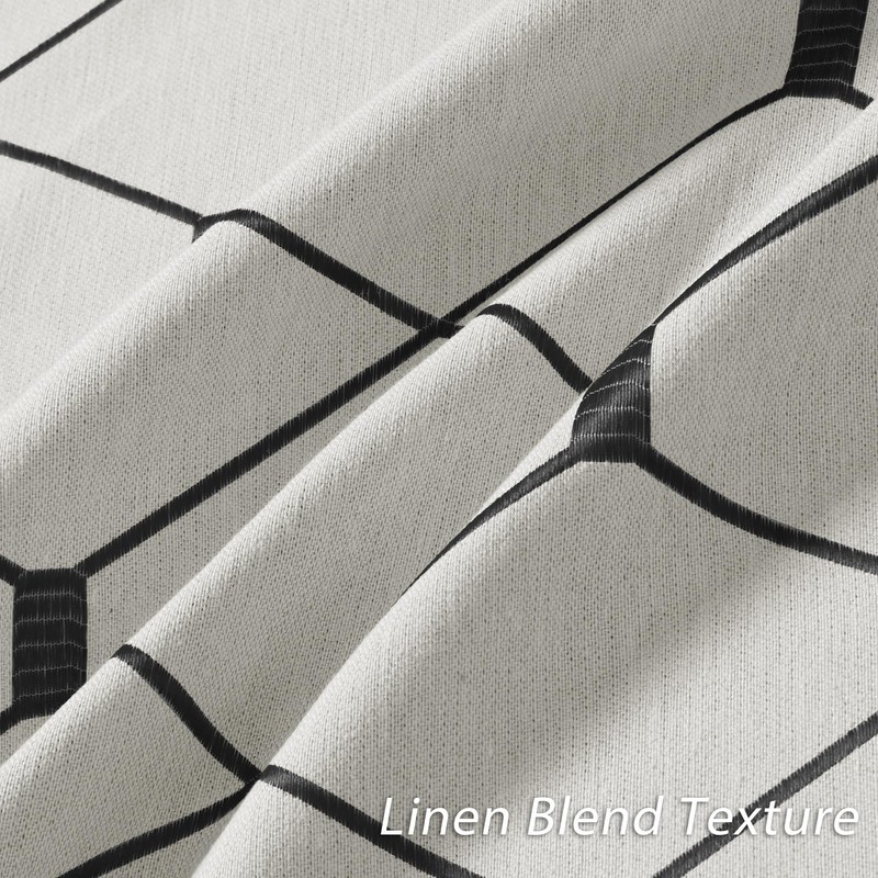 Black Geometric Pattern Curtains 84 inches Long for Living Room