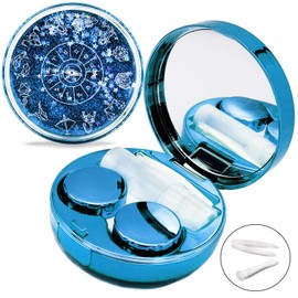 Vastsoon Contact Lens Case, Cute Travel Size Eye Colored Contacts Lenses Applicator Remover Tool Kit with Mirror Solution Bottle for Daily Outdoor (Blue)