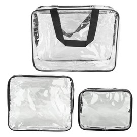 Vbestlife 3 Bolsas de Viaje Transparentes, Impermeables, Portátiles, Transparentes, para Cosméticos, Bolsas de Maquillaje Adecuadas para Almuerzo, Fitness, Almacenamiento de (Negro)