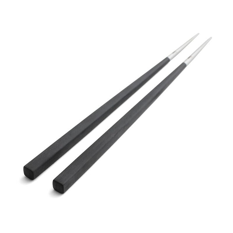 Cutipol KUBE Chopsticks + Chopsticks Rest Set, Black Silver KU39