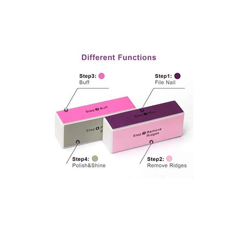 Adecco LLC 10 pcs 4 Way Colorful Nail Art Buffer