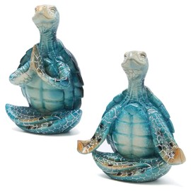 Nagoyuki 2PCS Sea Turtle Yoga Figurines Decorations, Garden Meditating Yoga Turtle Figurine
