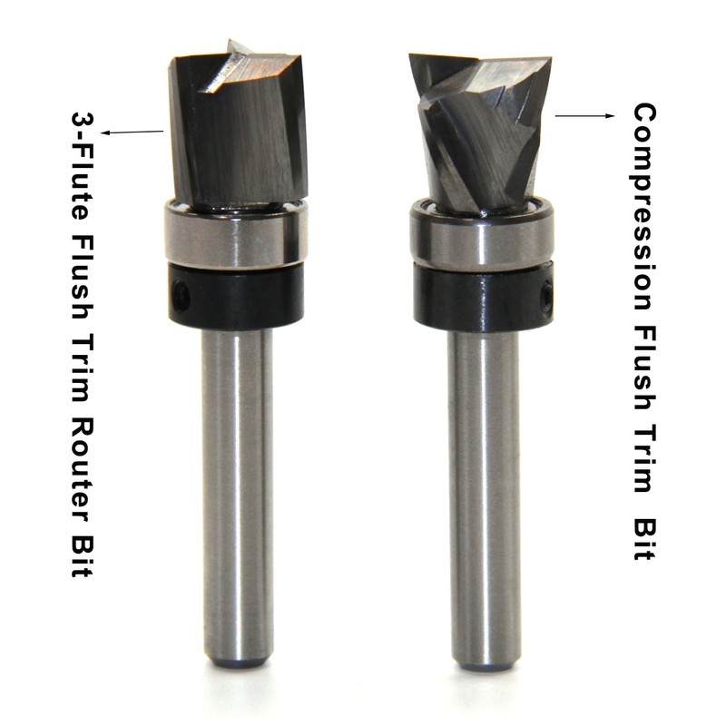 Top Bearing Compression Flush Trim Router Bit 1/4 Shank Pattern