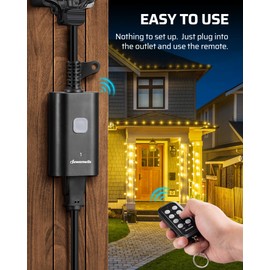 DEWENWILS Outdoor Remote Control Outlet, Weatherproof Heavy Duty 15A Wireless Remote Control Switch, 100FT Control Range, 2 Remotes & 3 Outlets, FCC Listed (Battery Included)