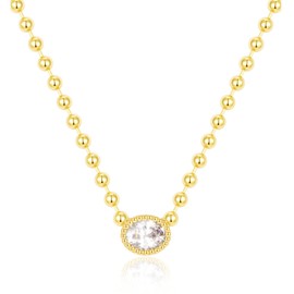 KissYan Diamond Necklace for Women, 14K Gold Plated Cubic Zirconia Solitaire Pendant Necklaces Dainty Rhinestone Jewelry Gifts(oval)