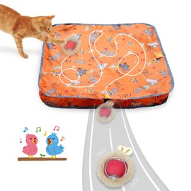 Homcolorful Interactive Cat Toys for Indoor Cats, Fast Rolling Moving Cat Ball in Pouch, Automatic Motion Activate Chirping Cat Toy Hide and Seek Game