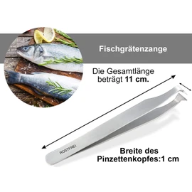 InstrumenteNrw Herringbone Tongs Stainless Steel Bone Tweezers with Fish Scaler Tip Premium Quality 11 cm with Case for Safe Storage 2 in 1
