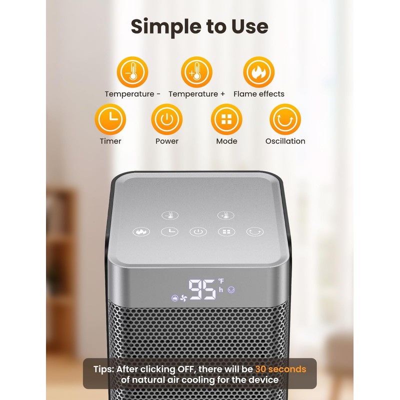 Space Heaters for Indoor Use, 1500W PTC Ceramic Electric Heater