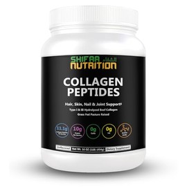 SHIFAA NUTRITION- “Péptidos de Colágeno Halal y Alimentados con Hierba Polvo 1 lb. (16oz), Sin Sabor. Proteína de Colágeno Hidrolizado Po