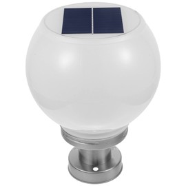 OSALADI 200MM Led Solar Post Light Outdoor Round Ball Landscape Light for Exterior House Garden Yard Patio Fence Deck, White, Random Base