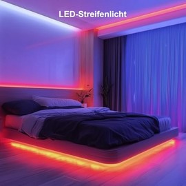 Nixtrve Nixtrve LED Strip 5m, LED Streifen Farbwechsel LED Band 5m Selbstklebend mit Fernbedienung und App, LED Lichterkette LED Beleuchtung fr Zuhause, Kche, Party