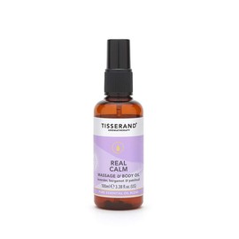 Tisserand Aromatherapy - Real Calm Massage & Body Oil - 100% Pure Essential Oil - Lavender, Bergamot, and Patchouli - Calming Aromatherapy - 100ml