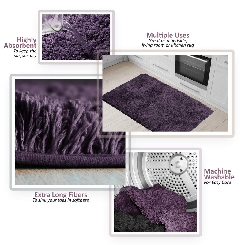 Clara Clark Bathroom Rugs, Ultra Soft Shaggy Bath Rugs -