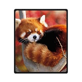 YISUMEI Cuddly Blanket 125 x 150 cm Flannel Soft Fleece Blanket Bed Throw Funny Cute Panda Red