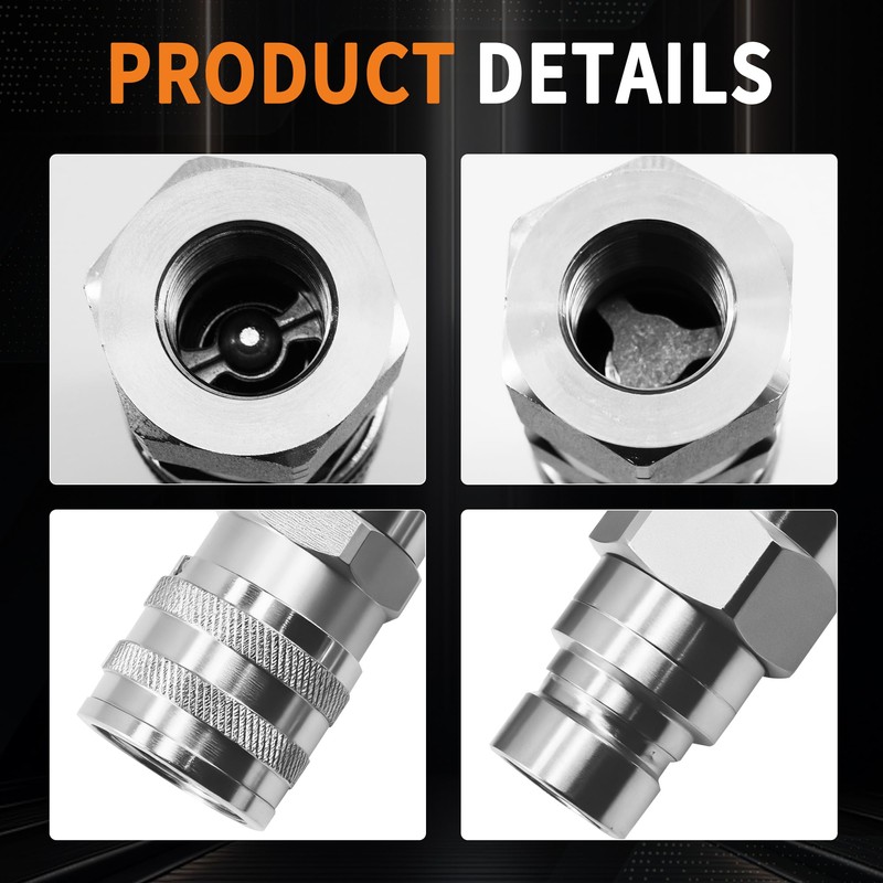 GLOCRORET 1/2’’ NPT Flat Face Hydraulic Quick Couplers Set Compatible