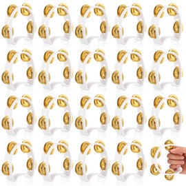 Lukmaa 20 Pcs Tambourine Musical Instrument Handheld Percussion with 4 Gold Metal Jingles Plastic Percussion Tambourine for Adults Party Performance