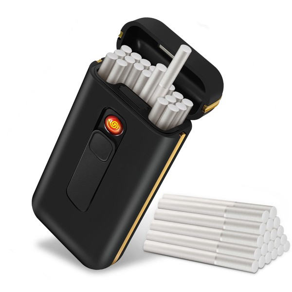 x-lighter - Funda para cigarrillos tamaño King de los años 100, diseño 2 en 1 con encendedor recargable USB, a prueba de olores para mujeres, cigarrillos delgados, regalo del día del padre para hombres y papá