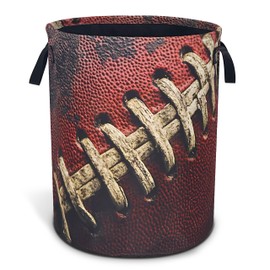 Vintage Football Laundry Basket Ball Texture Oxford Cloth Laundry Hamper With Handle Foldable Portable Clothes Storage Basket 18.9 X 16.5 Inch Storage Bag For Laundry Room/Bathroom/Bedroom/Dormitories