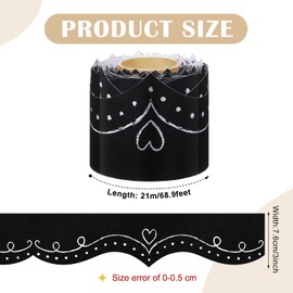 Scalloped Dotted Swirl Bulletin Board Borders Black White Dotted Classroom Borders Paper Rolled Teachers Trimmer Border for Bulletin Board Classroom Chalkboard Wall Decor