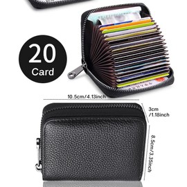 Credit Card Holder (20 Card Slots) RFID Wallet for Men, Genuine Leather Credit Card Protector, RFID Blocking Card Holder Wallet for Women & Men