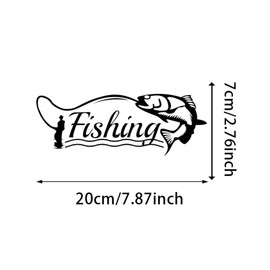 2pcs Fishing Vinyl Decal 7.9"x2.8" Fisherman Sticker for Cars,Trucks, Boats Coolers Angler Gift Outdoor Enthusiast Design #AZ44 (Black)