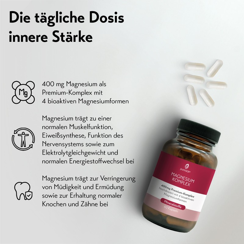pureSGP Magnesium Komplex - 400 mg reines Premium Magnesium aus