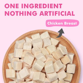 Puddonio Freeze Dried Cats & Dogs Raw Treats, All Natural Single Ingredient Chicken Breast, High Protein Healthy Pet Training Treats or Food Topper, 3.5 oz