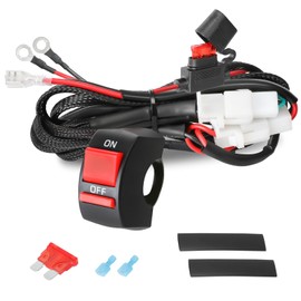 OFFROADTOWN Motorcycle LED Lights Wiring Harness Kit with Handlebar Switch 10A Fuse 1 Lead Light Bar Harness for ATV Dirt Bike Ebike Scooters Auxiliary Driving Fog Lights