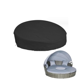 Outdoor Daybed Cover,DxH 89x32in Waterproof Patio Sofa Covers,All Weather Protection Round Canopy Day Bed Cover,Patio Furniture Accessories Cover for Garden Sofa (Only Cover) (Black)