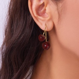 Rhinestone Cherry Earrings for Women Cherry Stud Earrings 3D Red Cherrys Earring Dangle Fruit Earring for Women Cherrys Jewelry Gifts