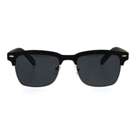 Mens Half Rim Rectangular Luxury Hipster Shade Sunglasses Matte Black