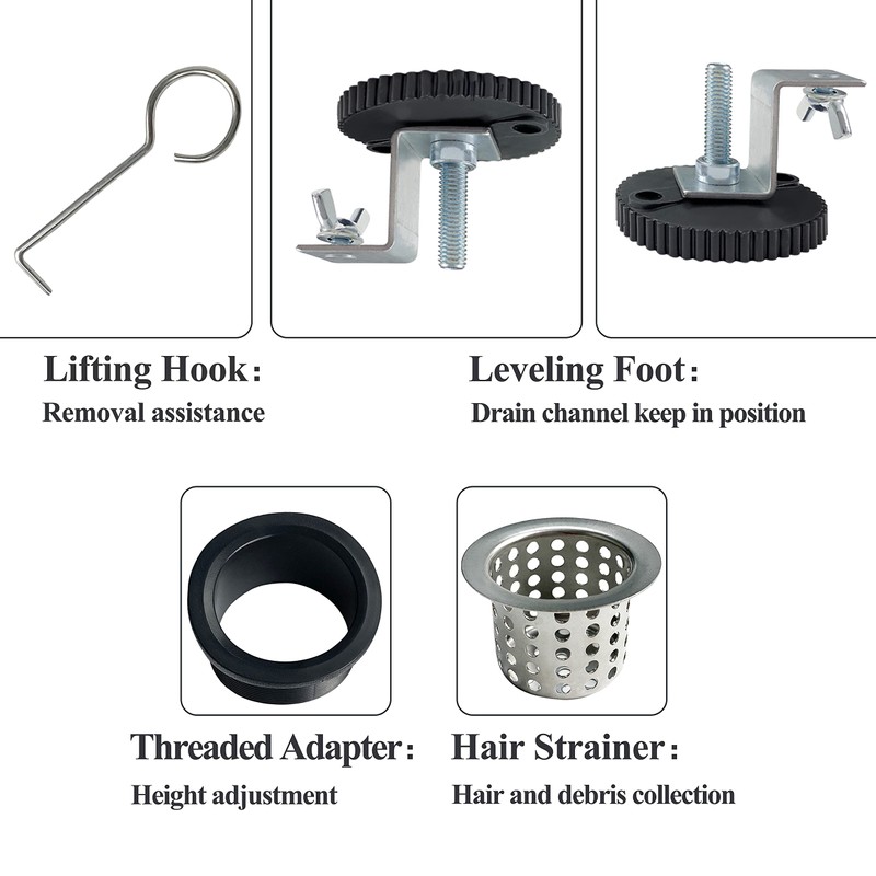 TECFORG 24 Inch Linear Shower Drain Brushed Recatngular Floor Drain,SUS304