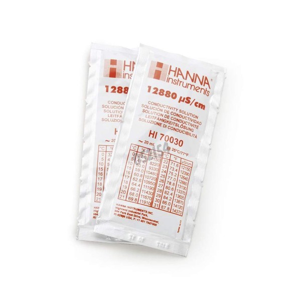 HI70030 °C – 12880 µs/Cm Conductivity Solution, 25 Bag of