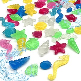 Werownsgso 250 g Diving Toy Colourful Ocean Theme Set Acrylic Shell Starfish Sea Animals Gemstones Diving Gemstones for Girls Boys Pool Party Children's Birthday Party